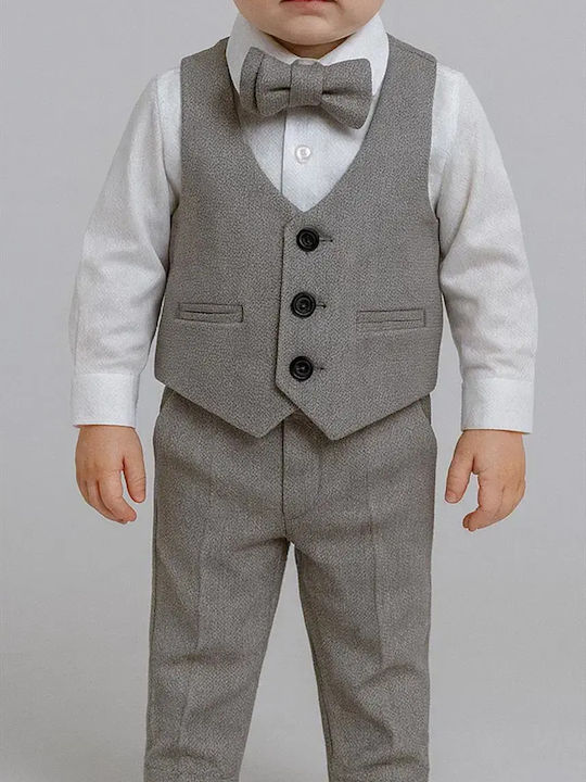 Extan Bebe Boys Baptism Suit with Vest Gray