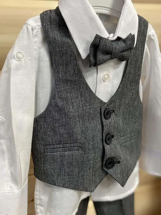 Extan Bebe Boys Baptism Suit with Vest Gray