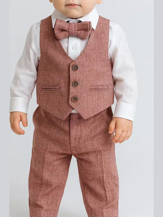 Extan Bebe Βαπτιστικό Κοστούμι για Αγόρι Ροζ