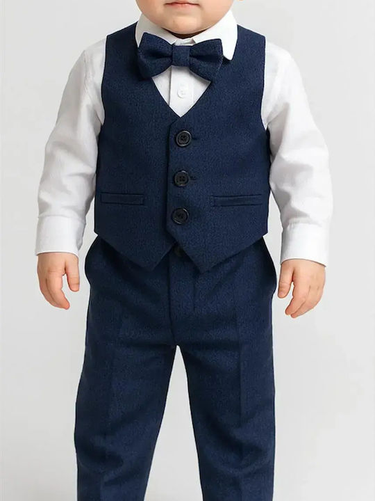 Extan Bebe Βαπτιστικό Κοστούμι με Γιλέκο για Αγόρι Navy Μπλε