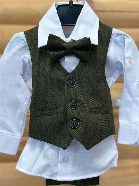 Extan Bebe Βαπτιστικό Κοστούμι με Γιλέκο για Αγόρι Πράσινο