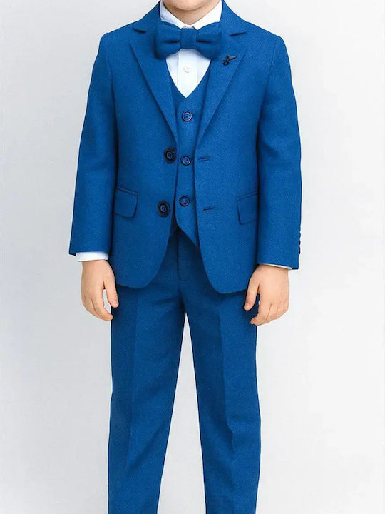 Extan Bebe Baptism Suit with Vest for Boys Blue