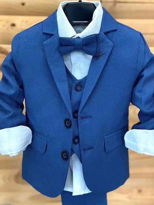 Extan Bebe Baptism Suit with Vest for Boys Blue