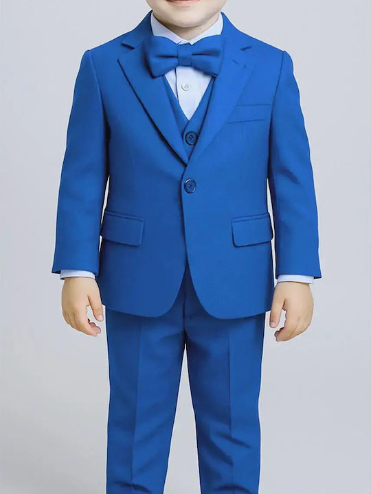 Extan Bebe Costum De Botez Cu Vestă Pentru Băieți Albastru