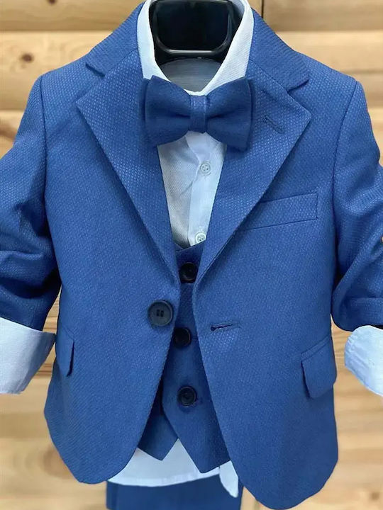 Extan Bebe Costum De Botez Cu Vestă Pentru Băieți Albastru
