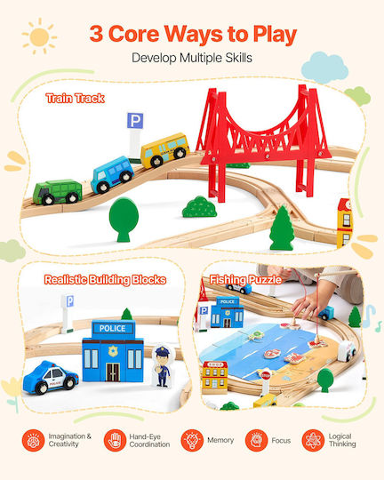 Vevor Wooden Train Set for Ages 3+
