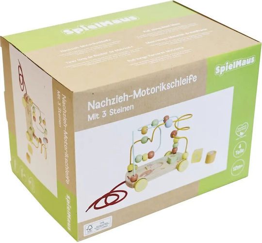 Spielmaus Pull-Along Toy Sliding Pre-writing made of Wood with Sounds for 12++ Months