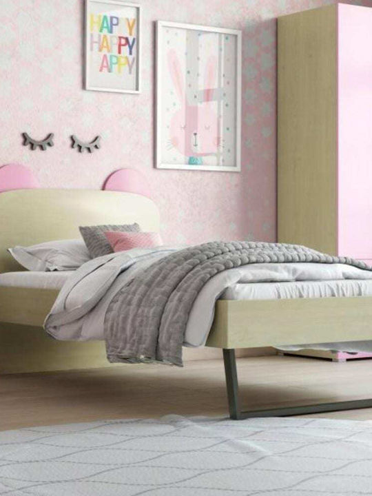 Krone Kinderbett Klassisch Einzeln Rosa für Matratze 90x190cm