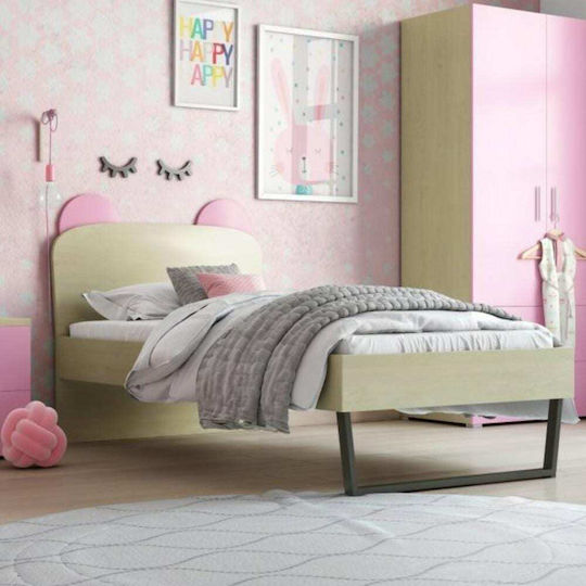 Krone Kinderbett Klassisch Einzeln Rosa für Matratze 90x190cm