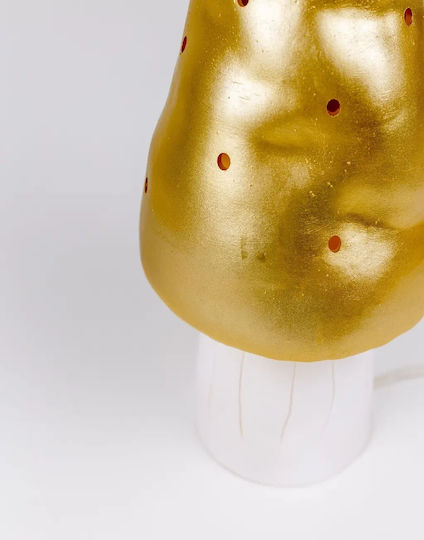 Egmont Led Kids Decorative Lamp Bedside Lamp Mushroom Gold 15x15x28εκ.