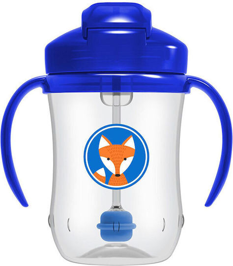 Baby- und Kleinkindbecher mit Griffen und Strohhalm aus Kunststoff Blau 270ml für 6 Monate+