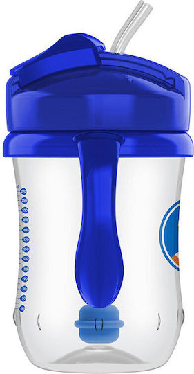 Baby- und Kleinkindbecher mit Griffen und Strohhalm aus Kunststoff Blau 270ml für 6 Monate+