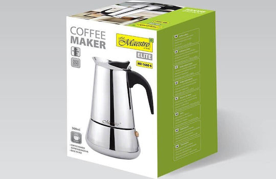 Maestro Μπρίκι Espresso 6cups Inox Μαύρο