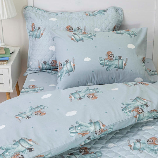Borea Kids Quilt Set Single with Pillowcase Aviator Petrol 160x220cm