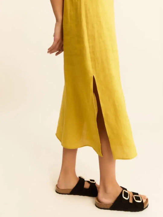 Rochii De Vară Pentru Femei Midi Rochie-Cămașă Galben Muștar