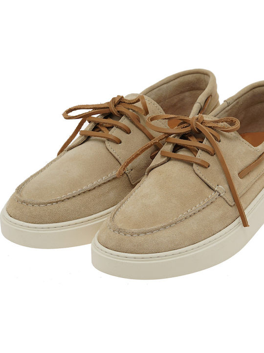 Suede Men's Boat Shoes in White Colour