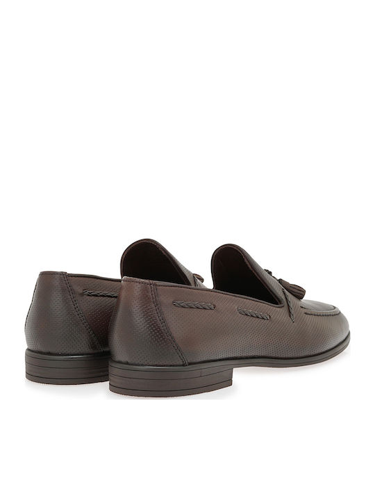 Δερμάτινα Ανδρικά Loafers σε Καφέ Χρώμα