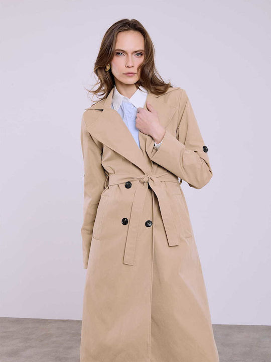 Celestino Women's Trench Coat Detachable Belt Camel