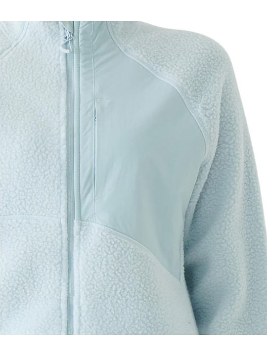 Fleece Cardigan Pentru Femei Cu Fermoar Albastru Deschis
