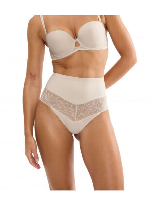 Висока Талия Дамски Слип Nude Beige
