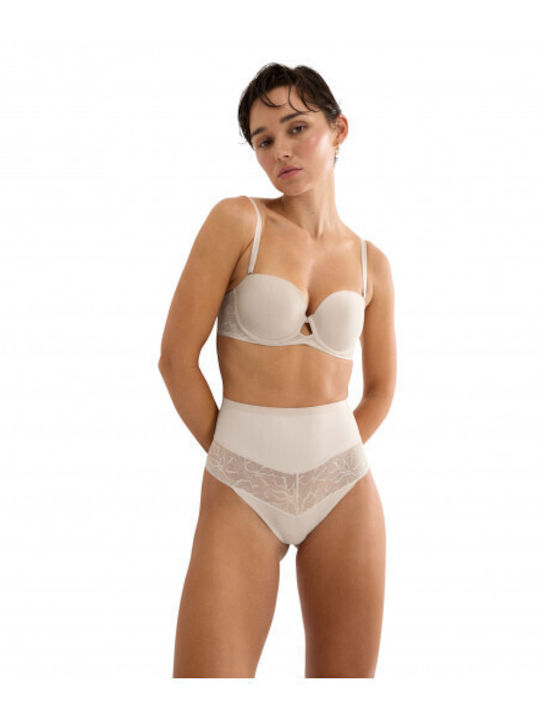 Висока Талия Дамски Слип Nude Beige