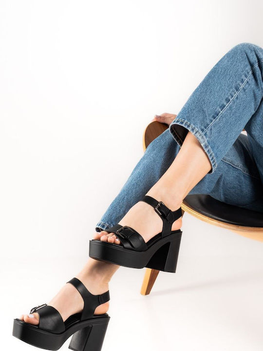 Zak Women's Black Sandals Chunky Heel Adjustable Straps