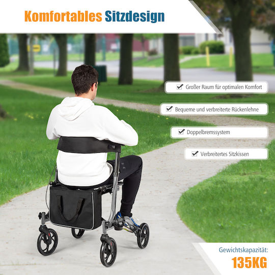 Costway Foldable Wheeled Aluminum Walker Gray