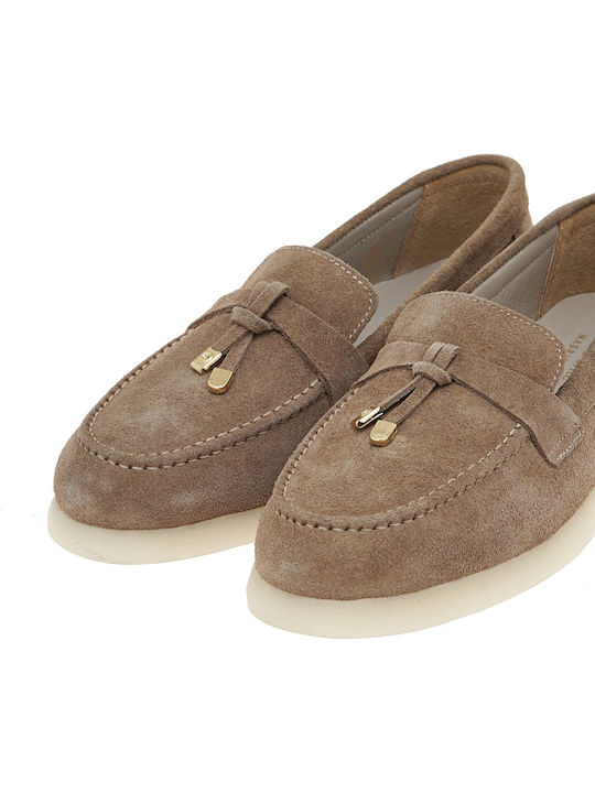 Δερμάτινα Γυναικεία Loafers σε Καφέ Χρώμα