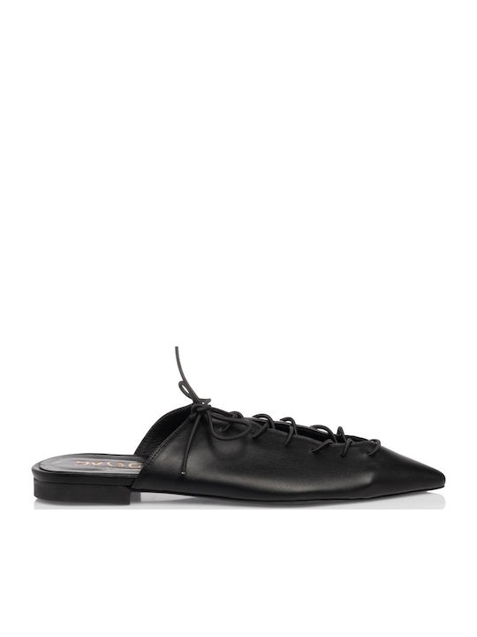 Leather Mules with Heel in Black Colour
