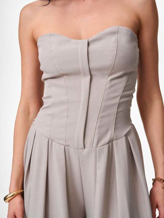 Women's Strapless One-piece Jumpsuit Beige