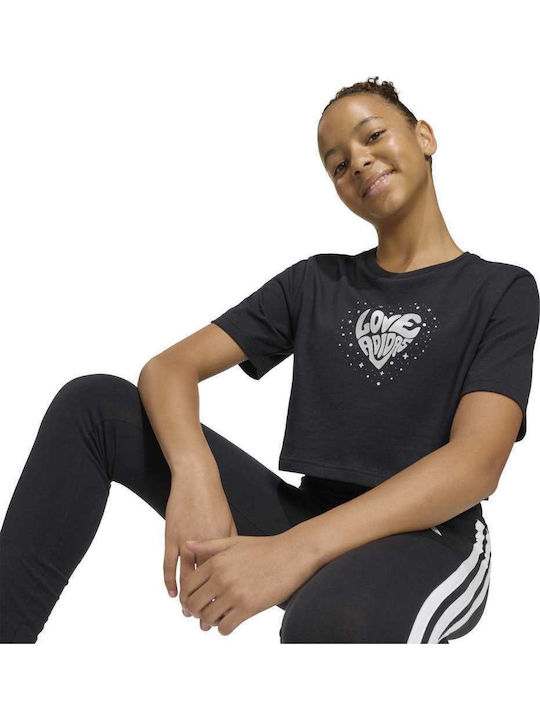 Kids Crop Top Short-Sleeved Black Adidas