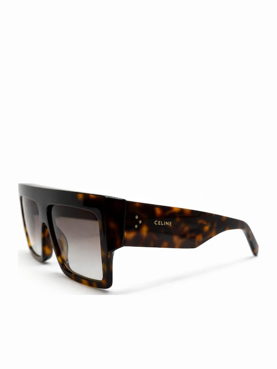 Celine Women's Sunglasses with Brown Tartaruga Plastic Frame and Brown Gradient Lens CL40092I-52F