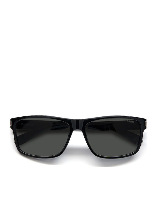 Polaroid Men's Sunglasses With Black Horn-Rimmed Frame And Grey Polarized Lens PLD2121/S 08A/M9