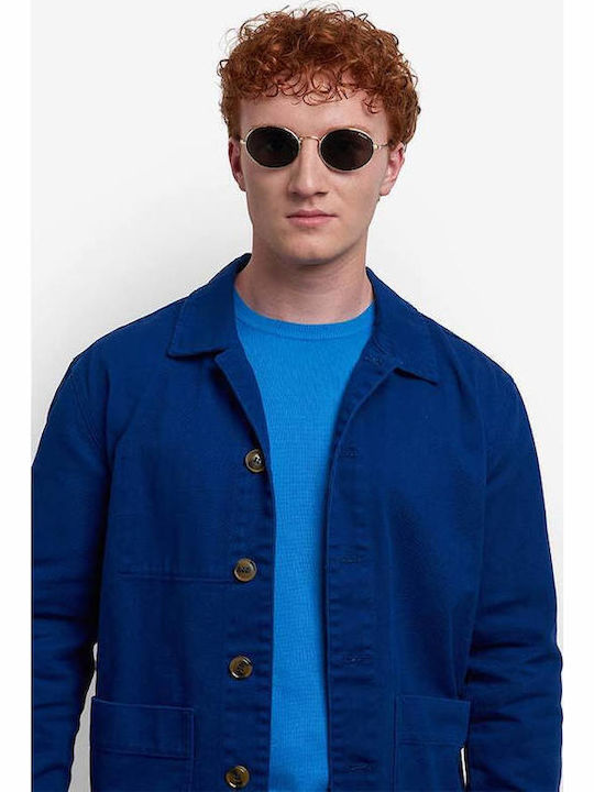 Polaroid Unisex Sunglasses with Silver Metal Frame and Blue Mirror Lens