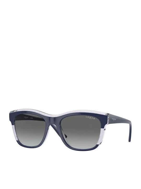 Vogue Women's Sunglasses with Blue Plastic Frame and Gray Gradient Lens