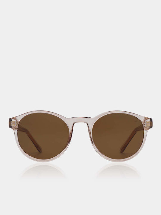 A.Kjaerbede Marvin Unisex Sunglasses with Beige Plastic Frame and Gold Lens KL1708-8