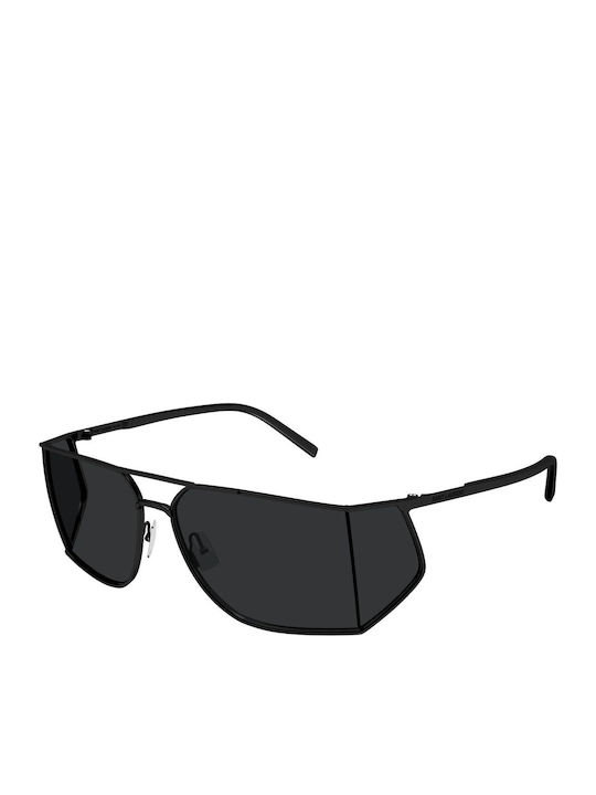Ysl Men's Sunglasses with Black Metal Frame and Black Lens