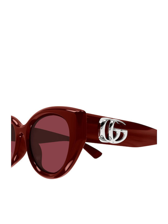 Gucci Women's Sunglasses with Burgundy Plastic Frame and Red Lens GG1976SK 004