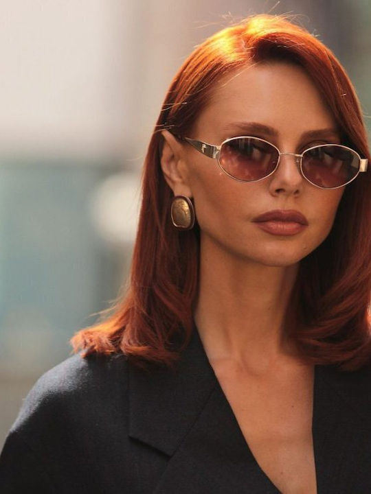 AV Sunglasses Gigi Γυναικεία Γυαλιά Ηλίου με Χρυσό Μεταλλικό Σκελετό και Καφέ Ντεγκραντέ Φακό 101-Gigi Gold/Pink