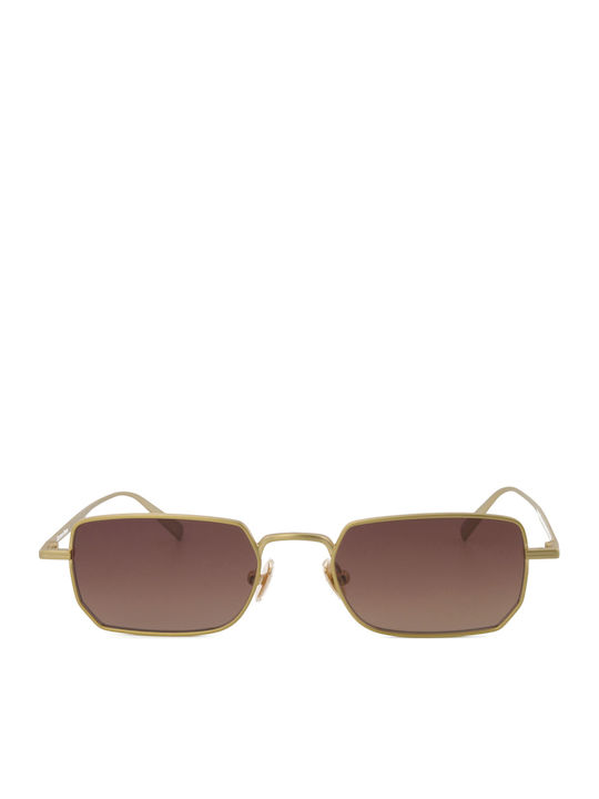 Cs 012 Unisex Sunglasses with Gold Metal Frame and Brown Gradient Lens