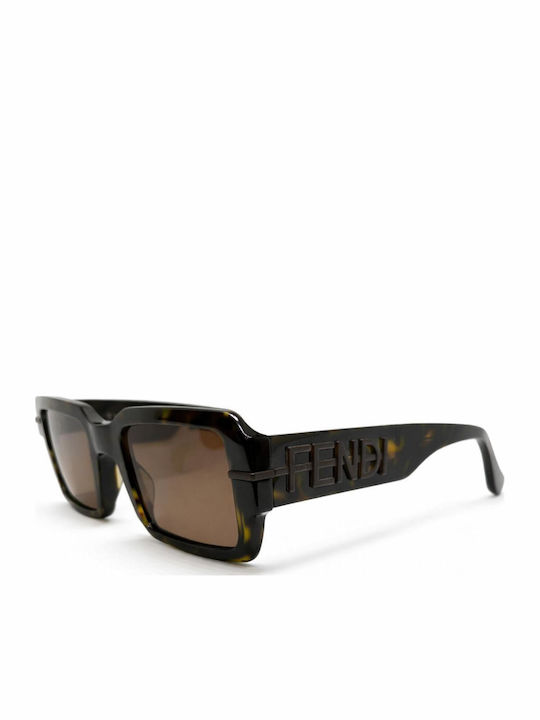 Fendi Unisex Γυαλιά Ηλίου με Καφέ Ταρταρούγα Κοκκάλινο Σκελετό και Καφέ Φακό FE40073U 52E