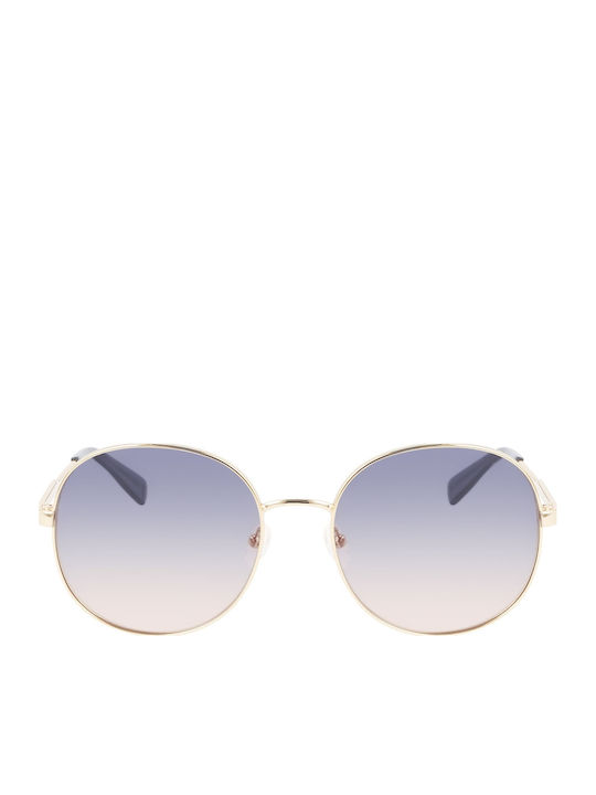 Longchamp Unisex Sunglasses with Gold Metal Frame and Purple Gradient Lens LO161S 704