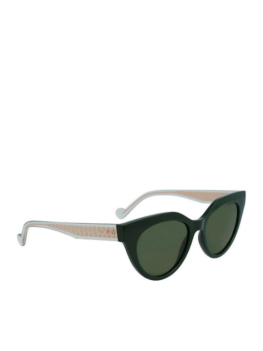 Liu Jo Women's Sunglasses with Black Plastic Frame and Green Lens