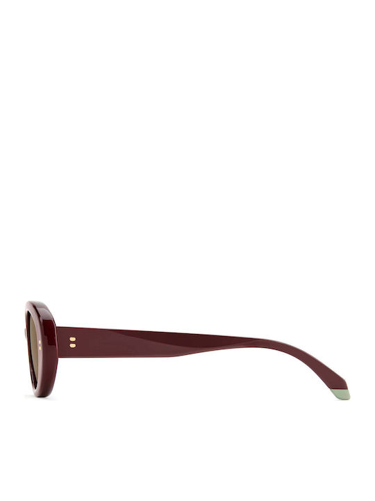 Polaroid Unisex Sunglasses With Red Horn-Rimmed Frame And Brown Lens PLD6253/S/X LHF/SP
