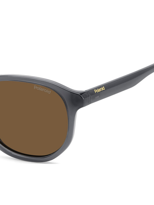 Polaroid Unisex Sunglasses With Grey Horn-Rimmed Frame And Brown Lens PLD4195/S KB7/SP