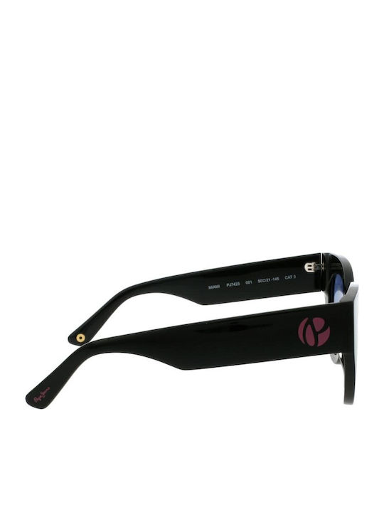 Pepe Jeans Women's Sunglasses with Black Plastic Frame and Multicolour Gradient Mirror Lens PJ7423-001
