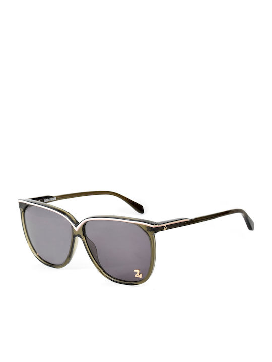 Zadig & Voltaire Unisex Sunglasses with Green Plastic Frame and Gray Lens