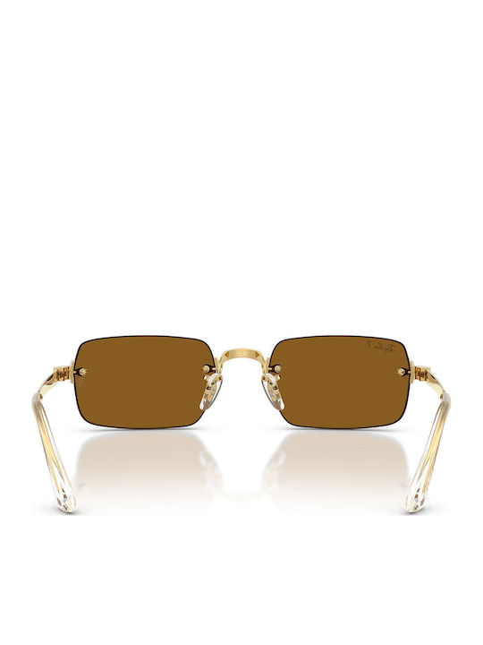 Ray Ban Unisex Sunglasses with Gold Metal Frame and Brown Lens RB3928 001/83