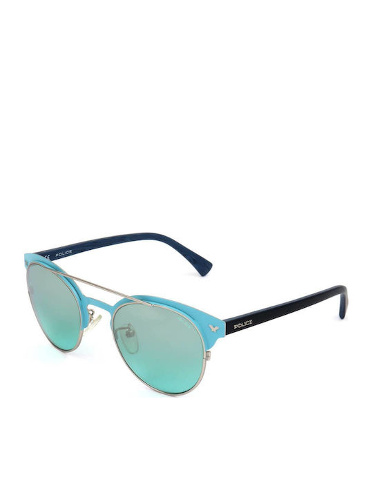 Police Momentum 2 Men's Sunglasses with Blue Frame and Turquoise Lens S8950 W03X