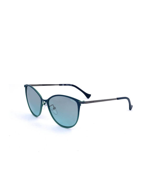 Police Rival 10 Women's Sunglasses with Blue Frame and Turquoise Lens SPL190 KB1X